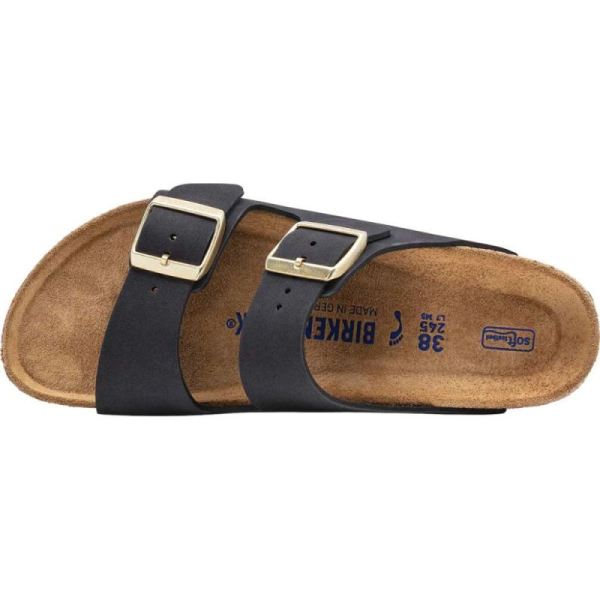 Birkenstock-Women's Arizona Soft Footbed Nubuck Slide Midnight Nubuck