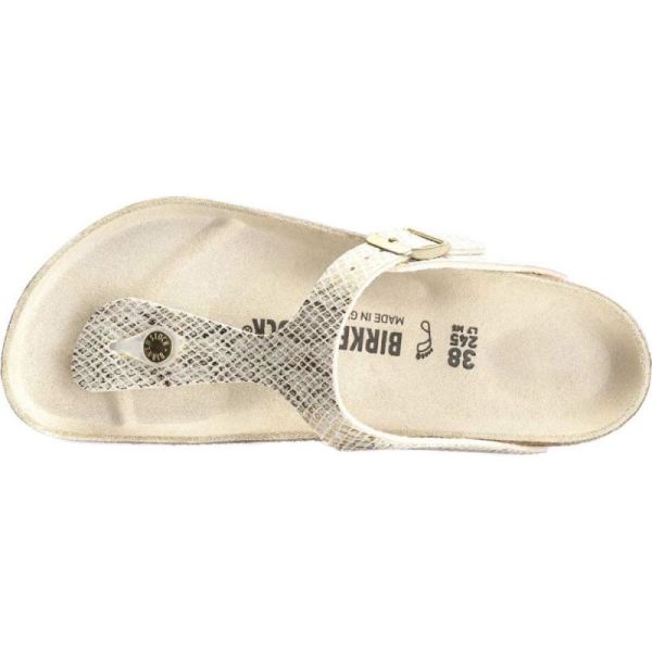 Birkenstock-Women's Gizeh Thong Sandal Shiny Python Eggshell Microfiber