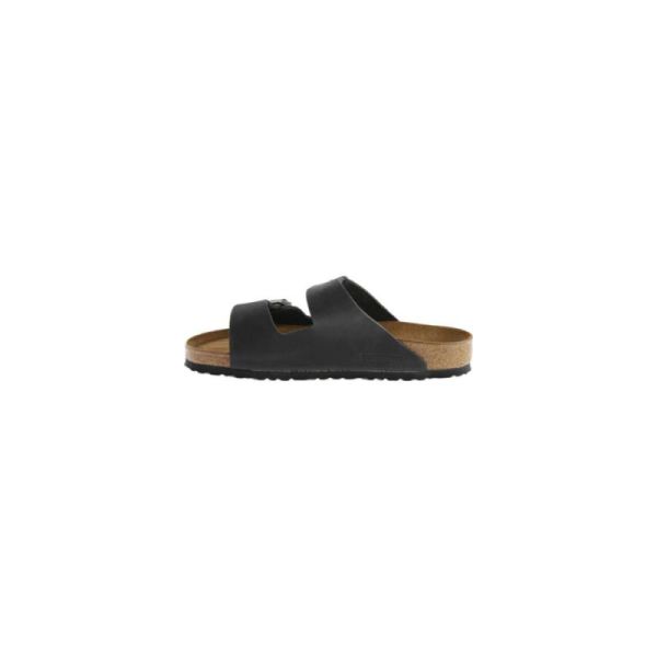 Birkenstock-Women's Arizona Soft Footbed Oil Leather Slide Black Oiled Leather