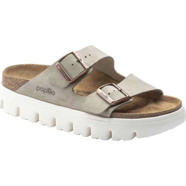 Birkenstock-Women's Arizona Chunky Two Strap Slide Taupe Suede