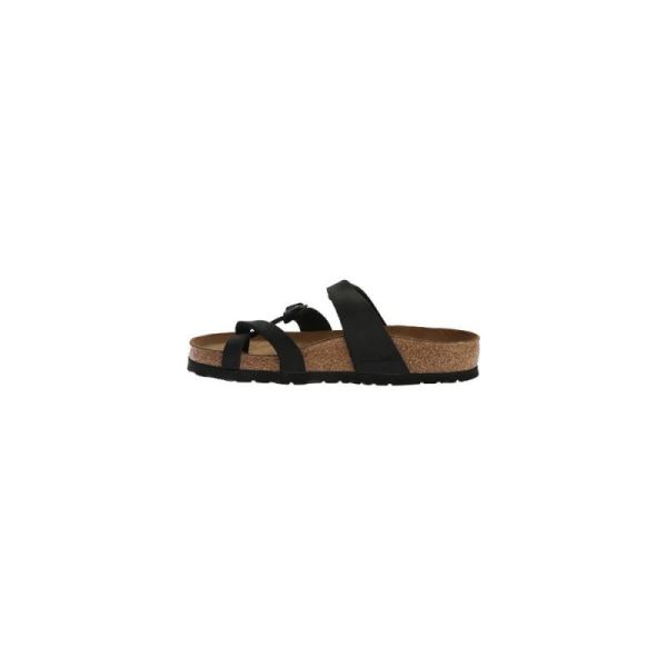 Birkenstock-Women's Mayari Oiled Leather Thong Sandal Black Oiled Leather