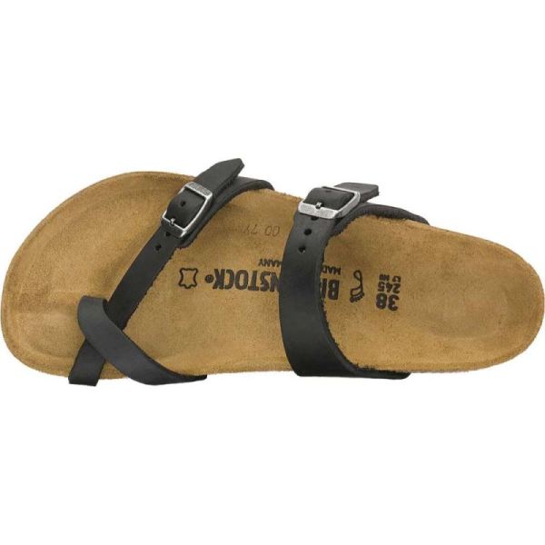 Birkenstock-Women's Mayari Oiled Leather Thong Sandal Black Oiled Leather