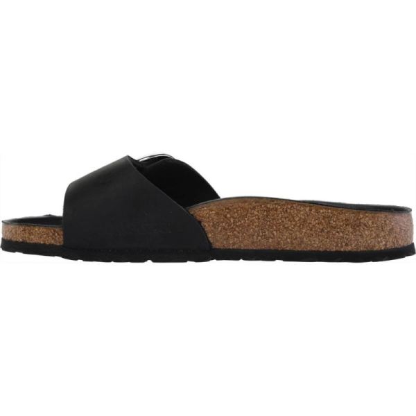 Birkenstock-Women's Madrid Big Buckle Slide Black Oiled Leather