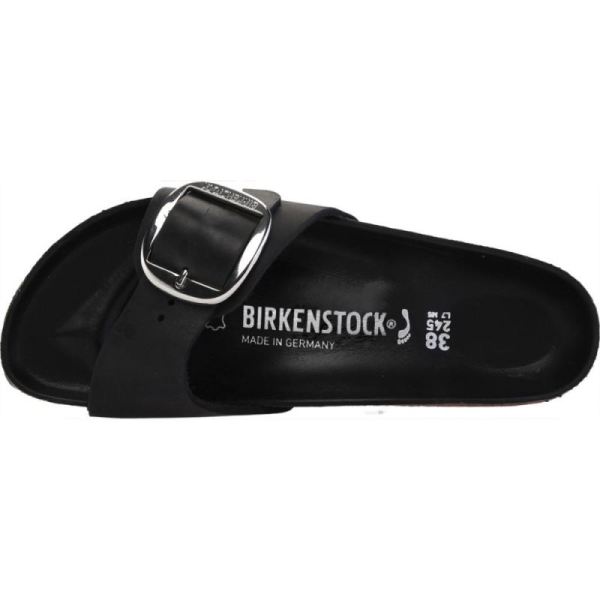 Birkenstock-Women's Madrid Big Buckle Slide Black Oiled Leather