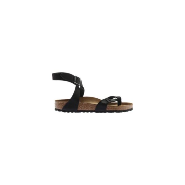 Birkenstock-Women's Yara Oil Leather Toe Loop Sandal Black Oiled