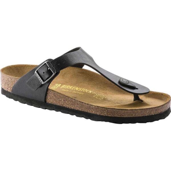 Birkenstock-Women's Gizeh Birko Flor Thong Sandal Black Birko Flor