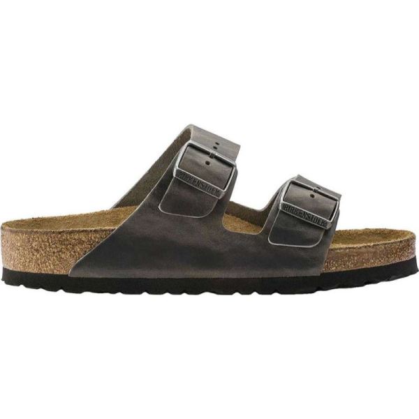 Birkenstock-Women's Arizona Soft Footbed Oil Leather Slide Iron Oiled Leather