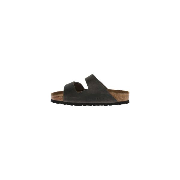 Birkenstock-Women's Arizona Soft Footbed Oil Leather Slide Iron Oiled Leather