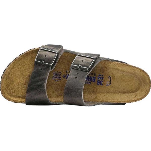 Birkenstock-Women's Arizona Soft Footbed Oil Leather Slide Iron Oiled Leather