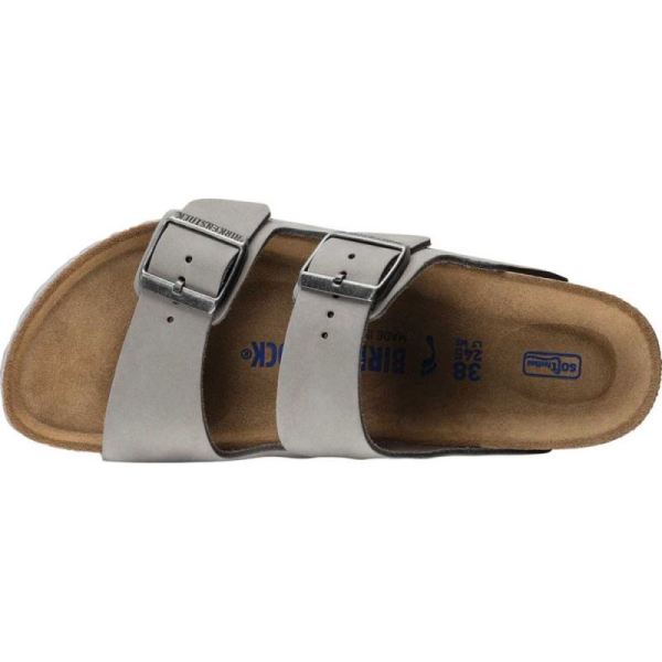 Birkenstock-Women's Arizona Soft Footbed Nubuck Slide Dove Gray Nubuck