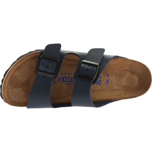 Birkenstock-Men's Arizona Soft Footbed Birko-Flor Slide Navy Birko-Flor