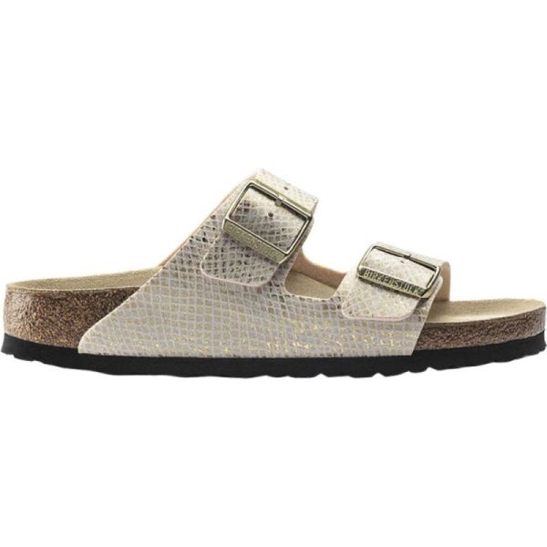 Birkenstock-Women's Arizona Python Two Strap Slide Shiny Python Eggshell Microfiber