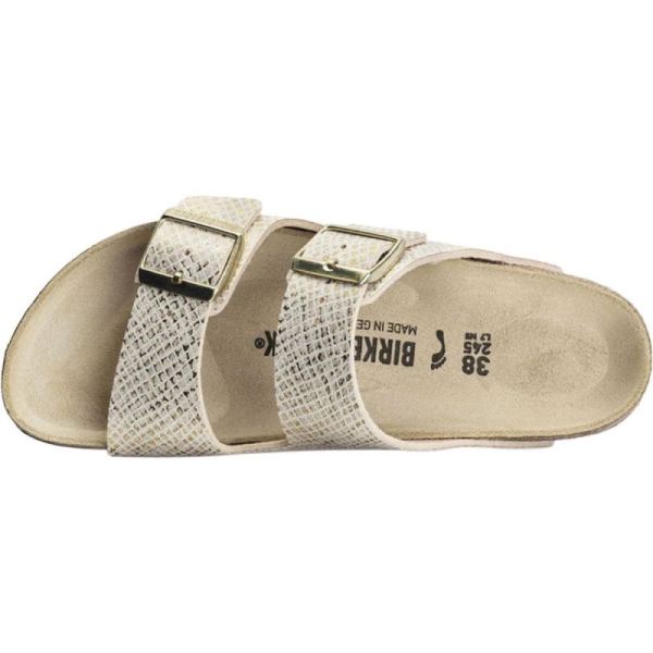 Birkenstock-Women's Arizona Python Two Strap Slide Shiny Python Eggshell Microfiber