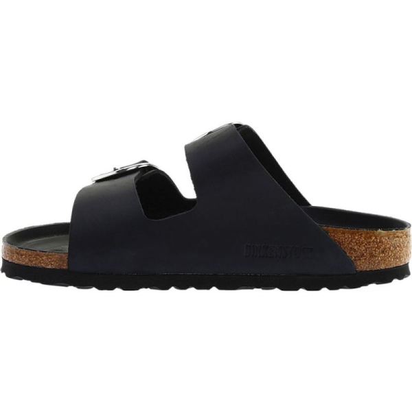 Birkenstock-Women's Arizona Big Buckle Oiled Leather Slide Black Oiled Leather