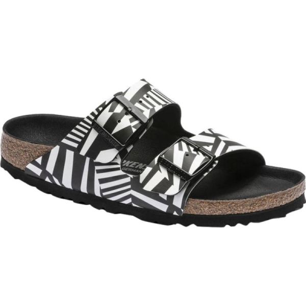 Birkenstock-Women's Arizona Camo Two Strap Slide Dazzle Camo Black White Birko-Flor