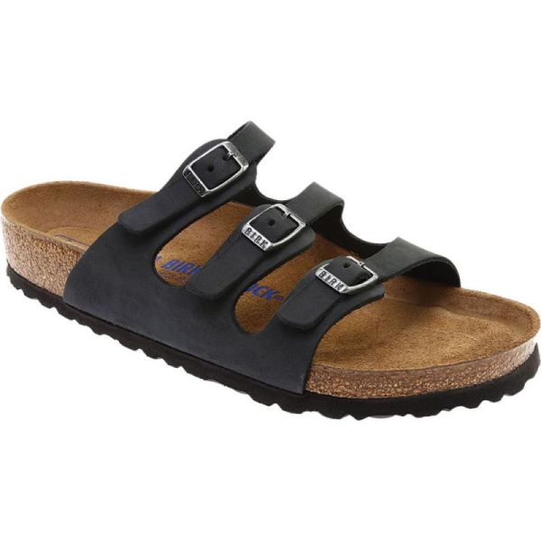Birkenstock-Women's Florida Oiled Leather with Soft Footbed Black Oiled Leather
