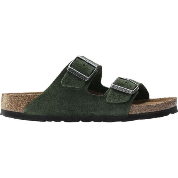 Birkenstock-Women's Arizona Suede Soft Footbed Two Strap Slide Mountain View Suede