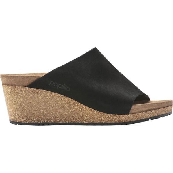 Birkenstock-Women's Papillio Namica Suede Wedge Slide Black Suede