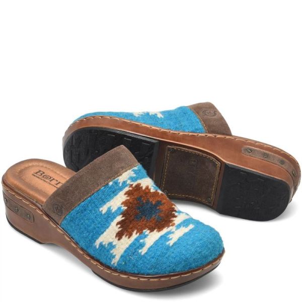 Born | For Women Bandy Blanket Clogs - Turquoise Blanket Combo (Blue)