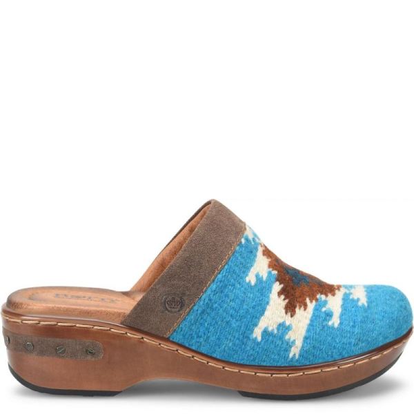 Born | For Women Bandy Blanket Clogs - Turquoise Blanket Combo (Blue)