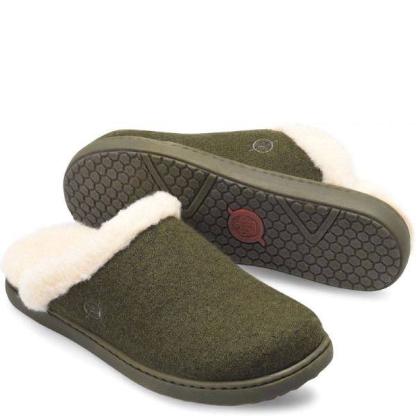 Born | For Women Zoe Clogs - Dark Military Wool Combo (Green)