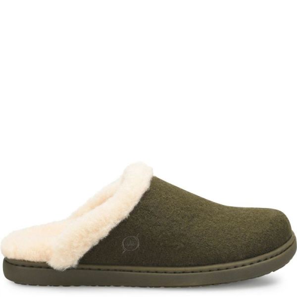 Born | For Women Zoe Clogs - Dark Military Wool Combo (Green)