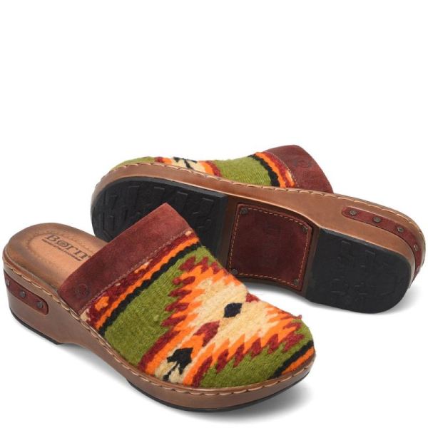 Born | For Women Bandy Blanket Clogs - Red Blanket Combo (Green)