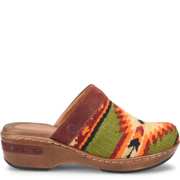 Born | For Women Bandy Blanket Clogs - Red Blanket Combo (Green)