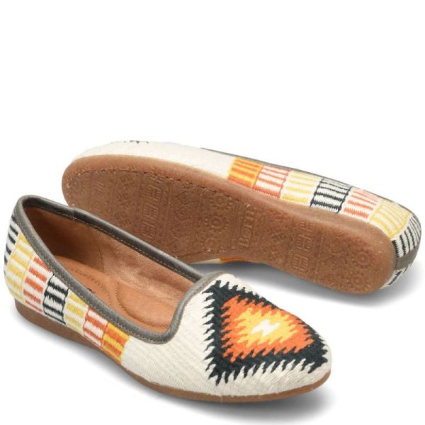 Born | For Women Giselle Flats - White Cotton Fabric (Multicolor)