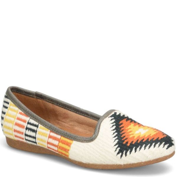 Born | For Women Giselle Flats - White Cotton Fabric (Multicolor)