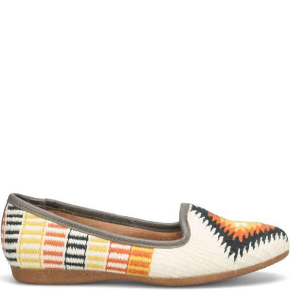 Born | For Women Giselle Flats - White Cotton Fabric (Multicolor)