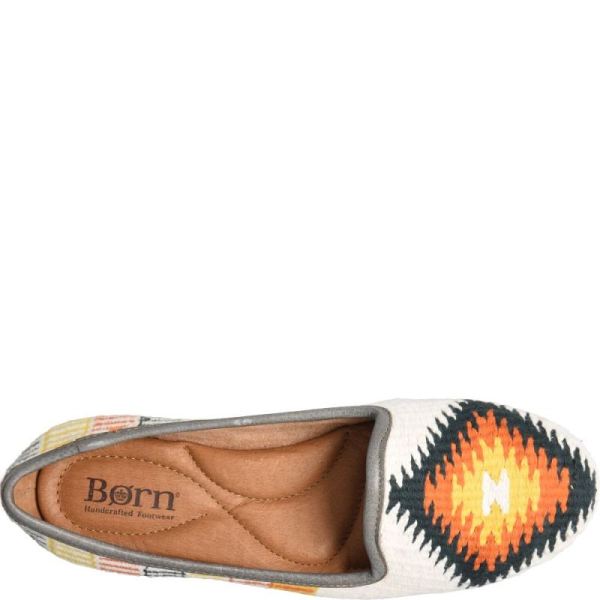 Born | For Women Giselle Flats - White Cotton Fabric (Multicolor)