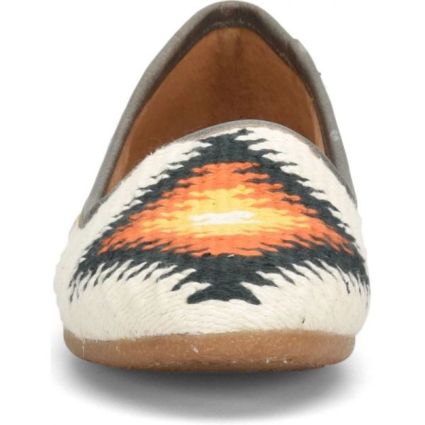 Born | For Women Giselle Flats - White Cotton Fabric (Multicolor)