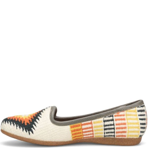 Born | For Women Giselle Flats - White Cotton Fabric (Multicolor)