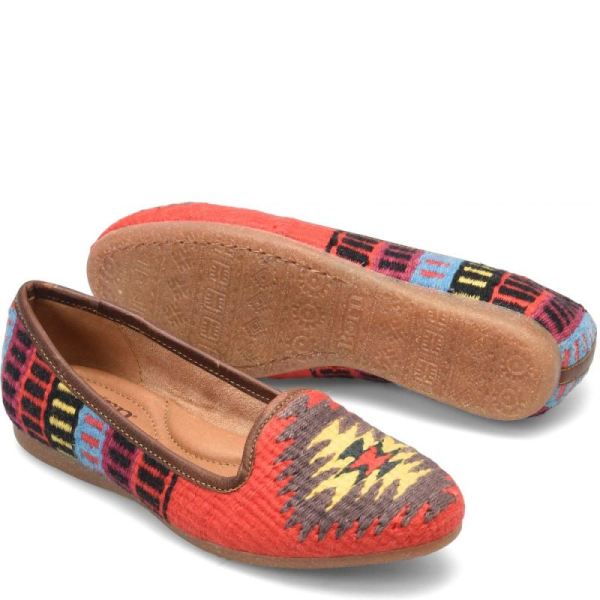 Born | For Women Giselle Flats - Red Cotton Fabric (Multicolor)