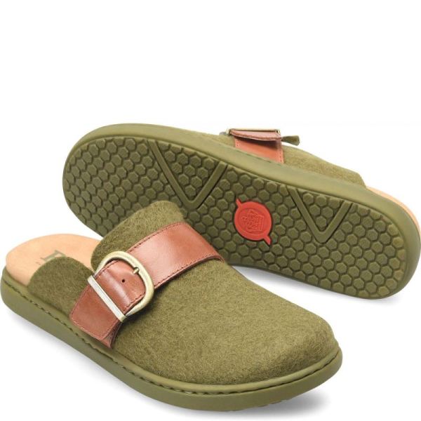 Born | For Women Lia Clogs - Dark Military Felt Combo (Green)