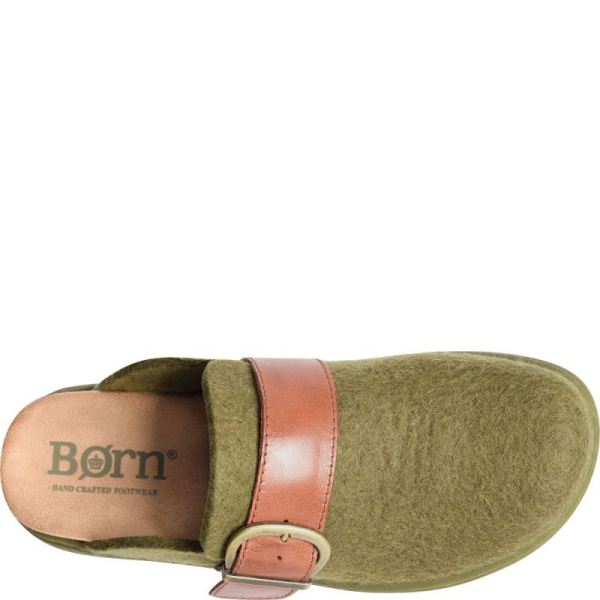 Born | For Women Lia Clogs - Dark Military Felt Combo (Green)