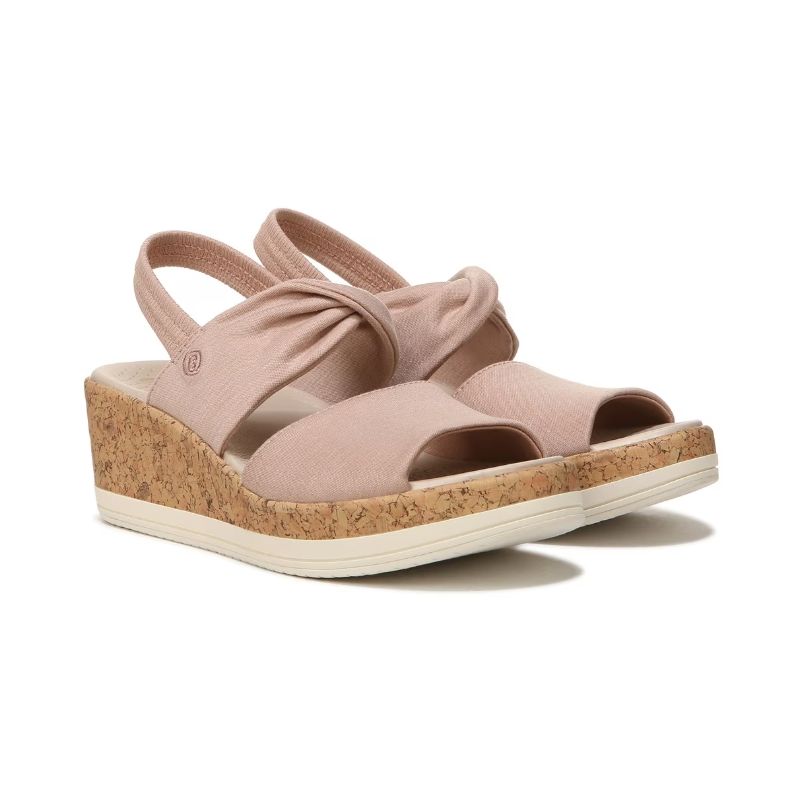 Bzees Women's Remix It Slingback Wedge Sandal-Brown Fabric | New Arrivals