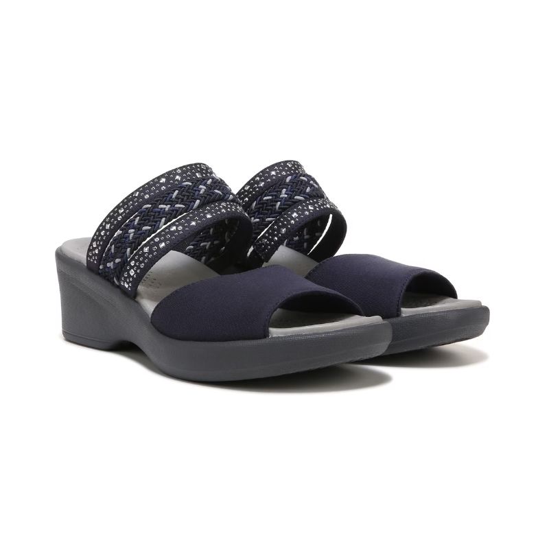 Bzees Women's Fireworks Slide Wedge Sandal-Navy Blue Fabric | New Arrivals