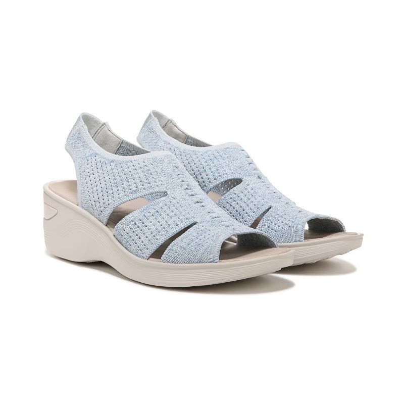 Bzees Women's Double Up Slingback Wedge Sandal-Sky Blue Knit | New Arrivals