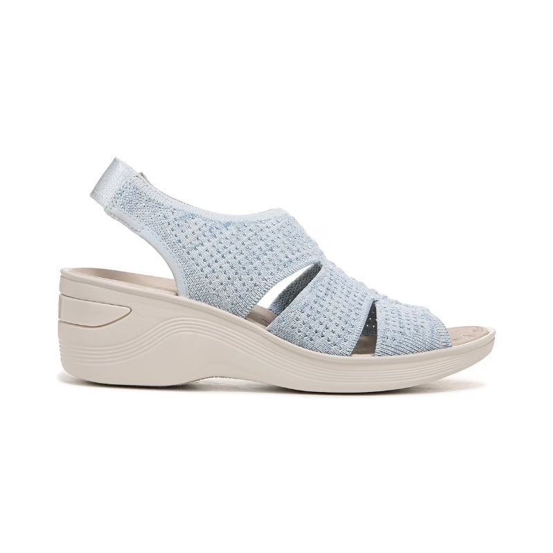 Bzees Women's Double Up Slingback Wedge Sandal-Sky Blue Knit | New Arrivals