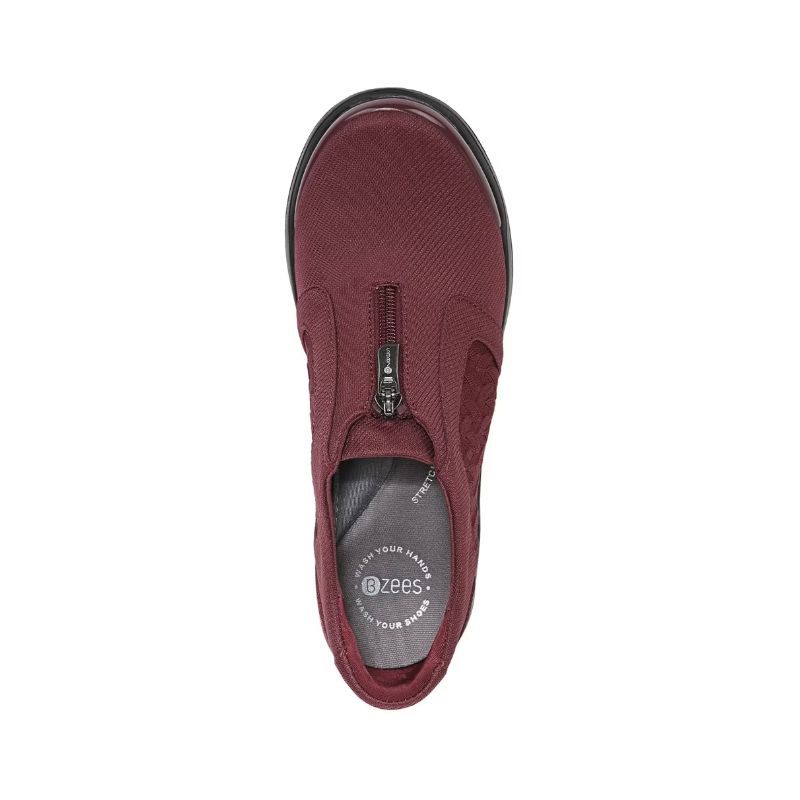 Bzees Women's Florence Slip On Sneaker-Wine Red Fabric | New Arrivals