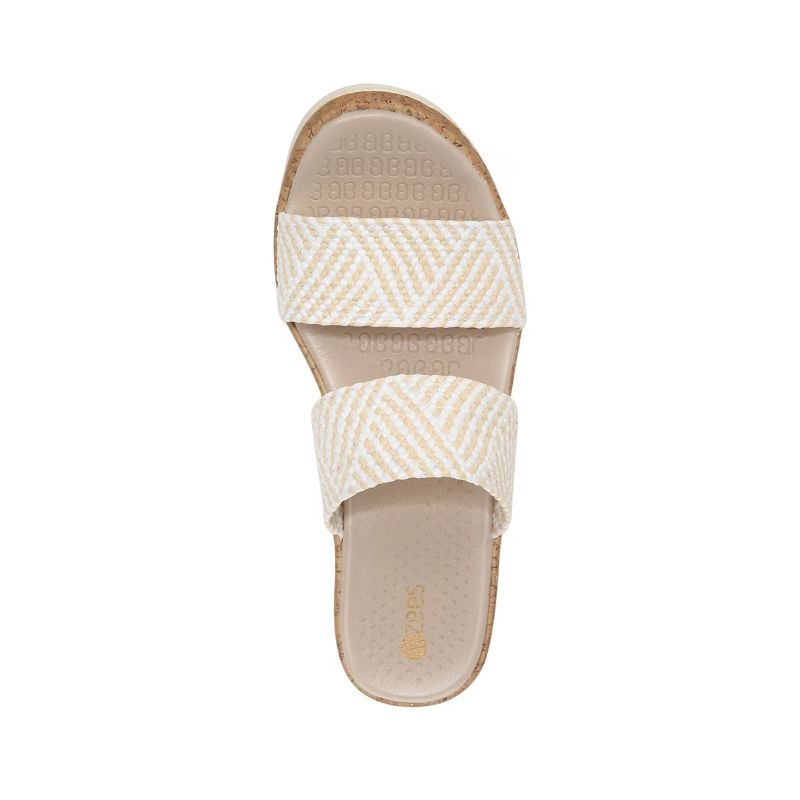 Bzees Women's Resort Wedge Sandal-White Raffia Fabric | New Arrivals