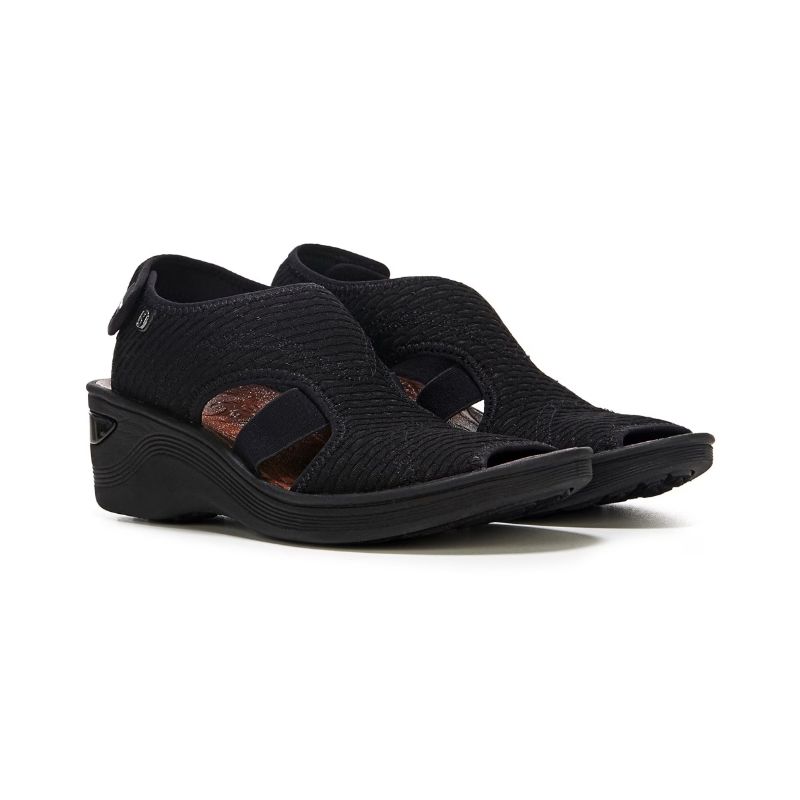 Bzees Women's Dream Wedge Sandal-Black Fabric | New Arrivals