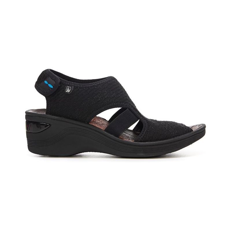 Bzees Women's Dream Wedge Sandal-Black Fabric | New Arrivals