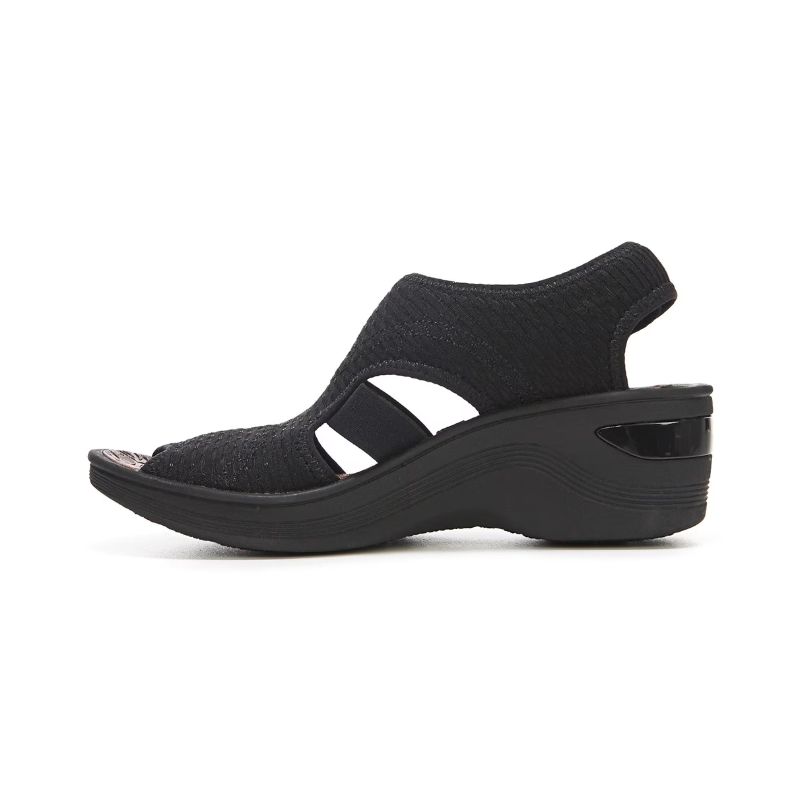 Bzees Women's Dream Wedge Sandal-Black Fabric | New Arrivals