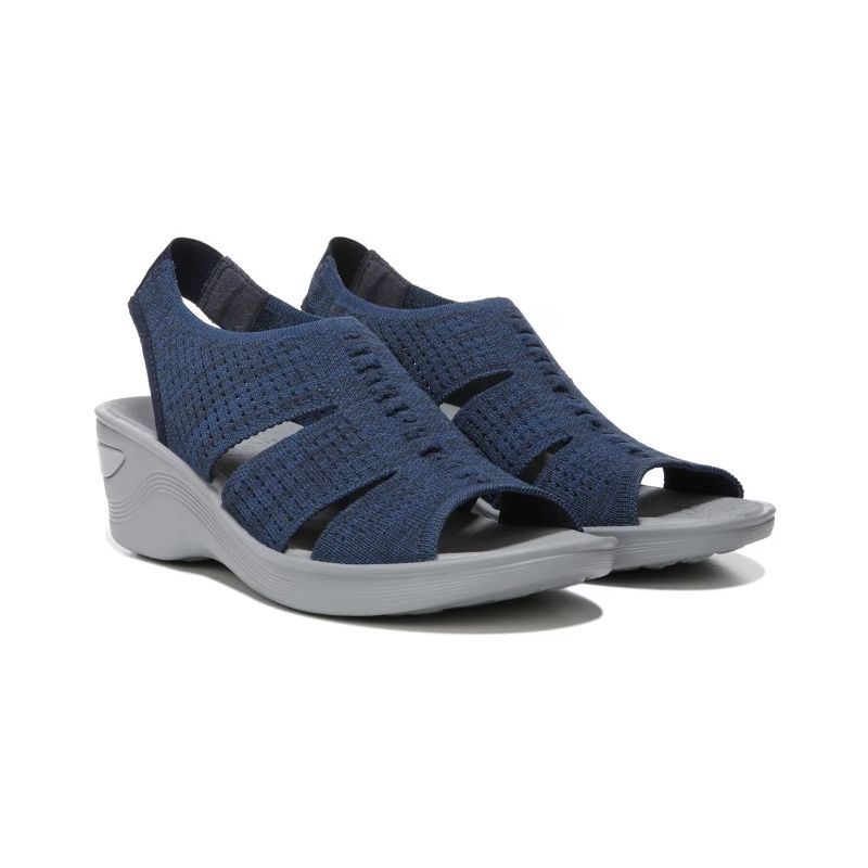 Bzees Women's Double Up Slingback Wedge Sandal-Navy Knit | New Arrivals