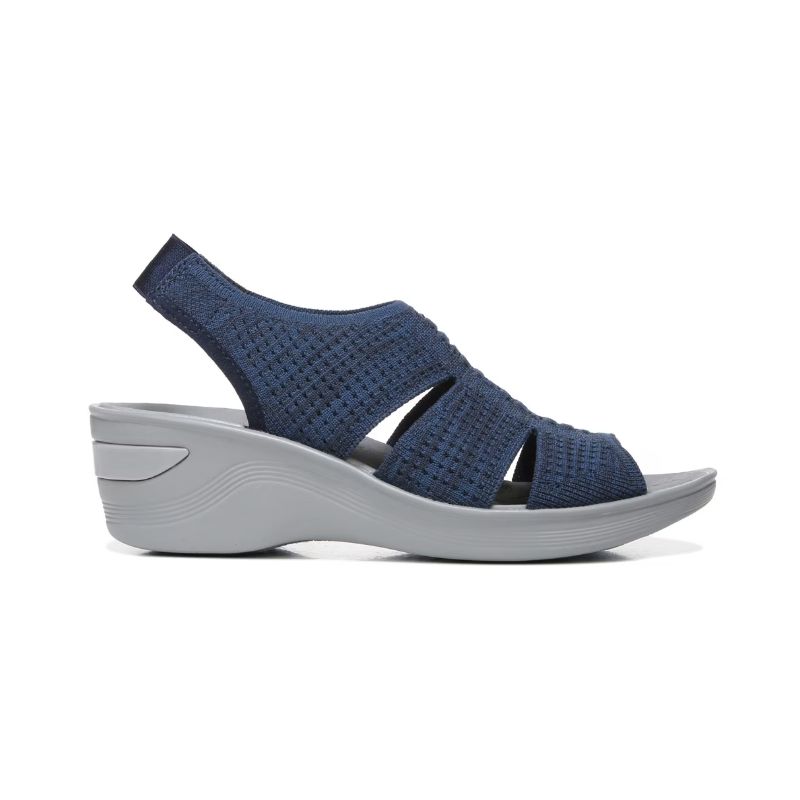 Bzees Women's Double Up Slingback Wedge Sandal-Navy Knit | New Arrivals