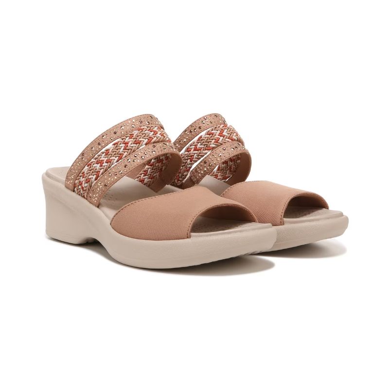 Bzees Women's Fireworks Slide Wedge Sandal-Caf?? Woven Fabric | New Arrivals