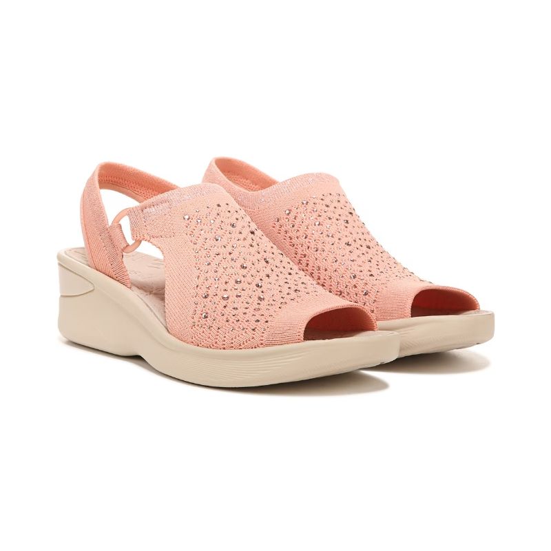 Bzees Women's Star Bright Sandal-Peach Rhinestone Knit | New Arrivals